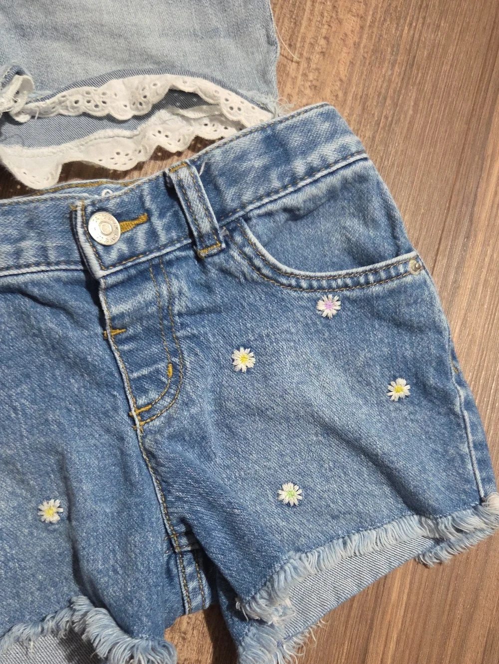 Girls' Denim Shorts Set - Light & Medium Blue